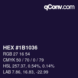 Farbcode: HEX #1B1036 | qconv.com