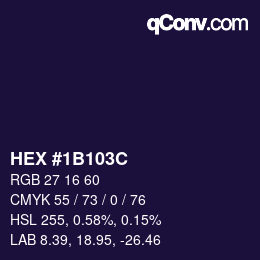 Color code: HEX #1B103C | qconv.com