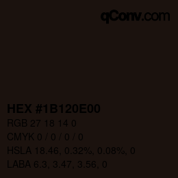 Color code: HEX #1B120E00 | qconv.com