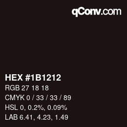 Color code: HEX #1B1212 | qconv.com