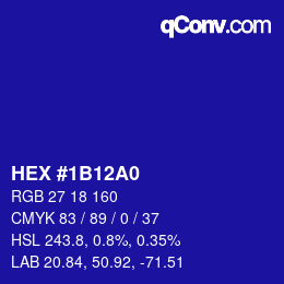 カラーコード: HEX #1B12A0 | qconv.com
