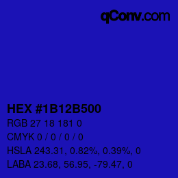 Código de color: HEX #1B12B500 | qconv.com