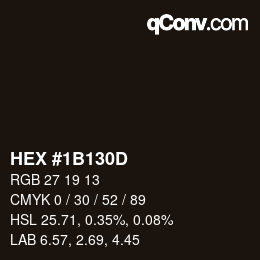 Color code: HEX #1B130D | qconv.com