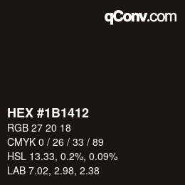 Color code: HEX #1B1412 | qconv.com