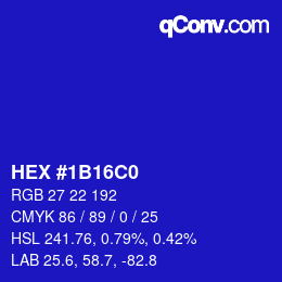 Color code: HEX #1B16C0 | qconv.com
