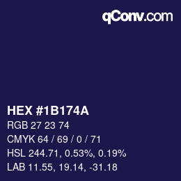 颜色代码: HEX #1B174A | qconv.com