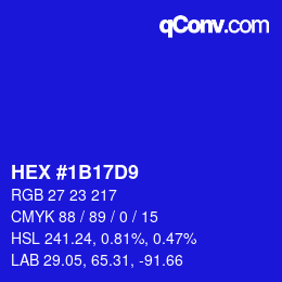 Color code: HEX #1B17D9 | qconv.com