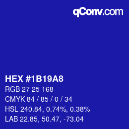Color code: HEX #1B19A8 | qconv.com