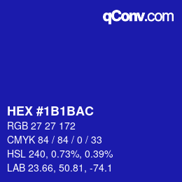 Color code: HEX #1B1BAC | qconv.com