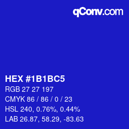 Color code: HEX #1B1BC5 | qconv.com