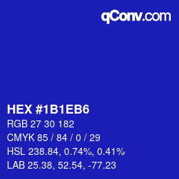 Color code: HEX #1B1EB6 | qconv.com
