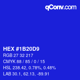 Color code: HEX #1B20D9 | qconv.com