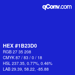 Color code: HEX #1B23D0 | qconv.com