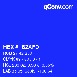 カラーコード: HEX #1B2AFD | qconv.com