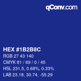 Color code: HEX #1B2B8C | qconv.com