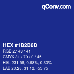 Color code: HEX #1B2B8D | qconv.com