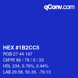 Color code: HEX #1B2CC5 | qconv.com