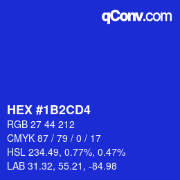カラーコード: HEX #1B2CD4 | qconv.com