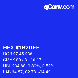 Color code: HEX #1B2DEE | qconv.com
