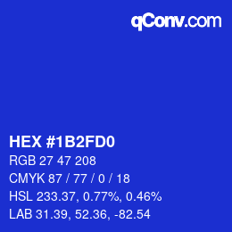 颜色代码: HEX #1B2FD0 | qconv.com