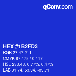 カラーコード: HEX #1B2FD3 | qconv.com