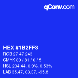 颜色代码: HEX #1B2FF3 | qconv.com