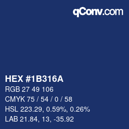 颜色代码: HEX #1B316A | qconv.com