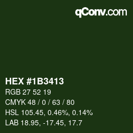 颜色代码: HEX #1B3413 | qconv.com