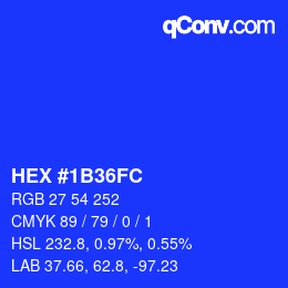 Color code: HEX #1B36FC | qconv.com