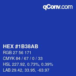 颜色代码: HEX #1B38AB | qconv.com