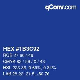 Farbcode: HEX #1B3C92 | qconv.com