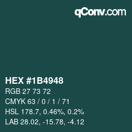 Color code: HEX #1B4948 | qconv.com