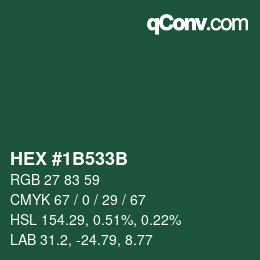 Color code: HEX #1B533B | qconv.com