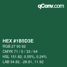 Farbcode: HEX #1B5D3E | qconv.com