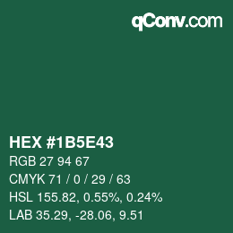 Farbcode: HEX #1B5E43 | qconv.com