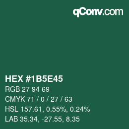 Farbcode: HEX #1B5E45 | qconv.com