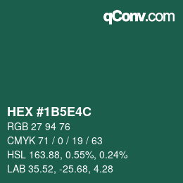 Color code: HEX #1B5E4C | qconv.com