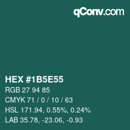 カラーコード: HEX #1B5E55 | qconv.com