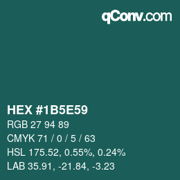 Farbcode: HEX #1B5E59 | qconv.com