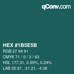 Code couleur: HEX #1B5E5B | qconv.com