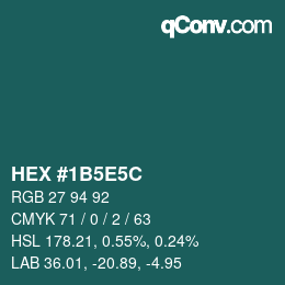 Color code: HEX #1B5E5C | qconv.com
