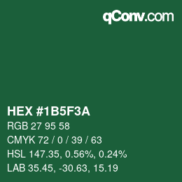 カラーコード: HEX #1B5F3A | qconv.com