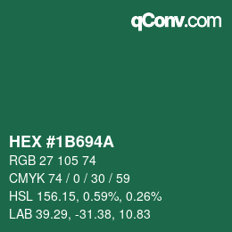 Farbcode: HEX #1B694A | qconv.com