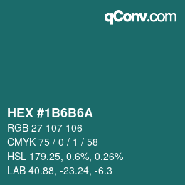 Color code: HEX #1B6B6A | qconv.com