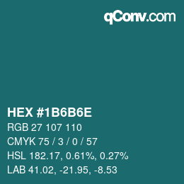 Color code: HEX #1B6B6E | qconv.com
