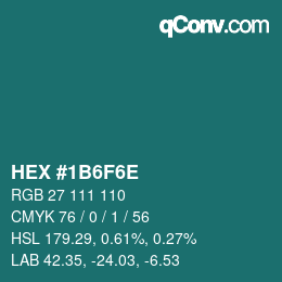 Color code: HEX #1B6F6E | qconv.com