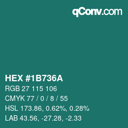 Color code: HEX #1B736A | qconv.com