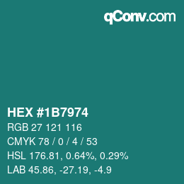 Color code: HEX #1B7974 | qconv.com