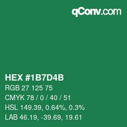 Color code: HEX #1B7D4B | qconv.com