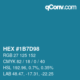 颜色代码: HEX #1B7D98 | qconv.com